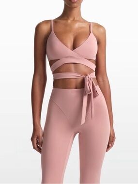 New NikeSKIMS Surplice Wrap Bra Tie Top Himalayan Pink Matte Active Sports Tank